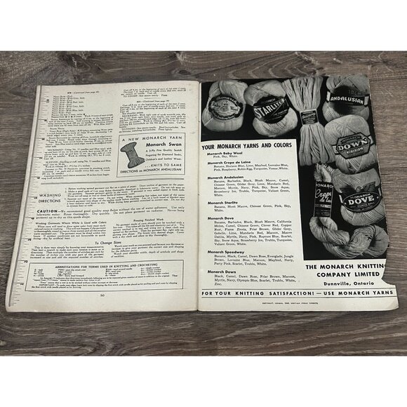 Vintage Monarch Hand Knit Style Book # 96 Pattern Book Yarns Paperback - Picture 5 of 6
